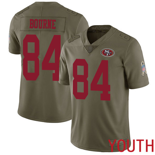 San Francisco 49ers Limited Olive Youth Kendrick Bourne NFL Jersey #84 2017 Salute to